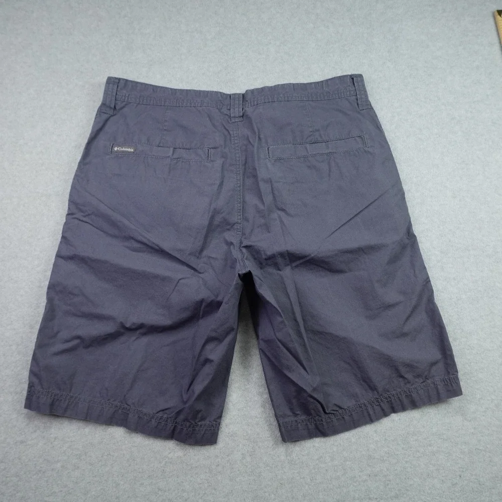 Columbia Shorts Mens 34 Blue Chino Casual Flat Front Cotton Outdoor